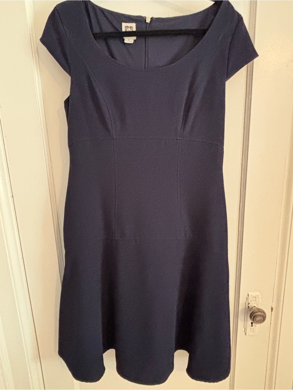 Anne Klein Navy Scoop-Neck Fit & Flare Midi Dress
